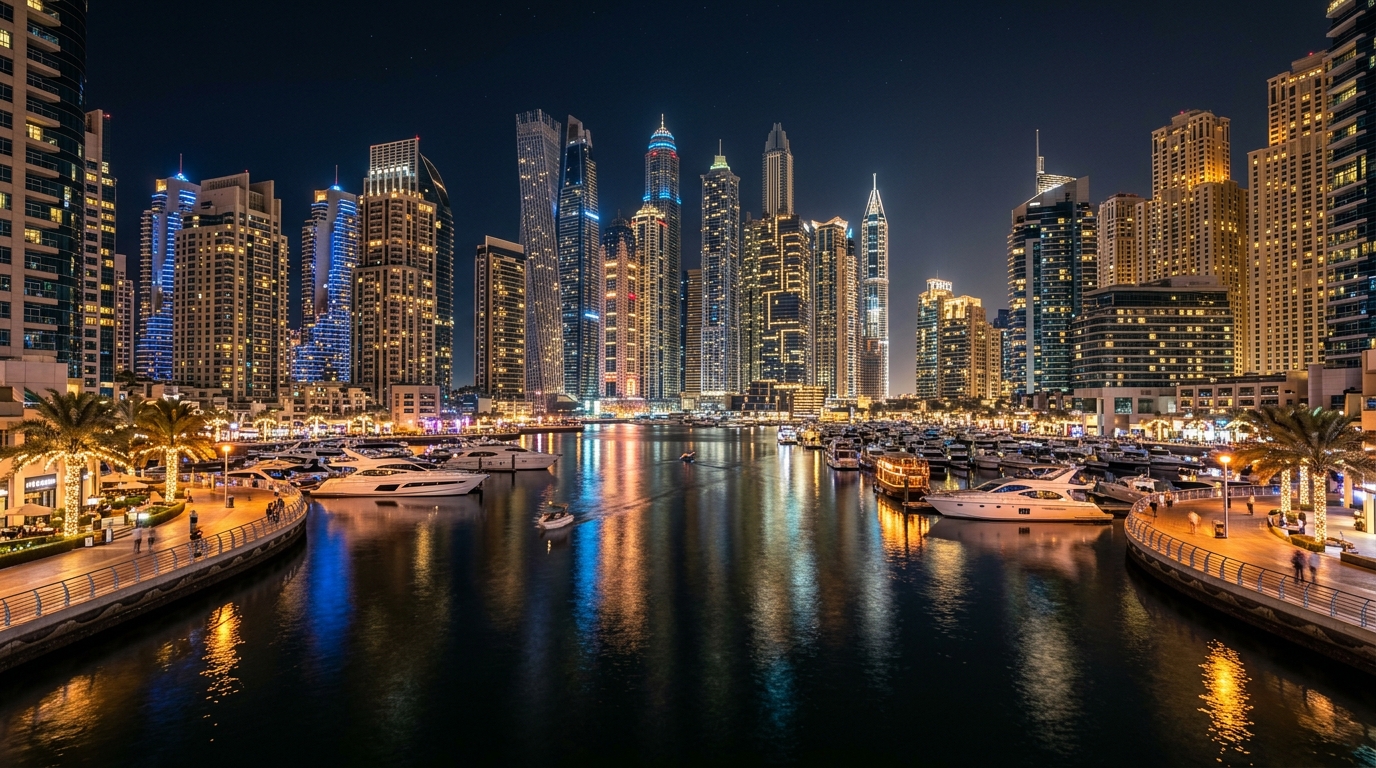 Dubai Marina Skyline at Night