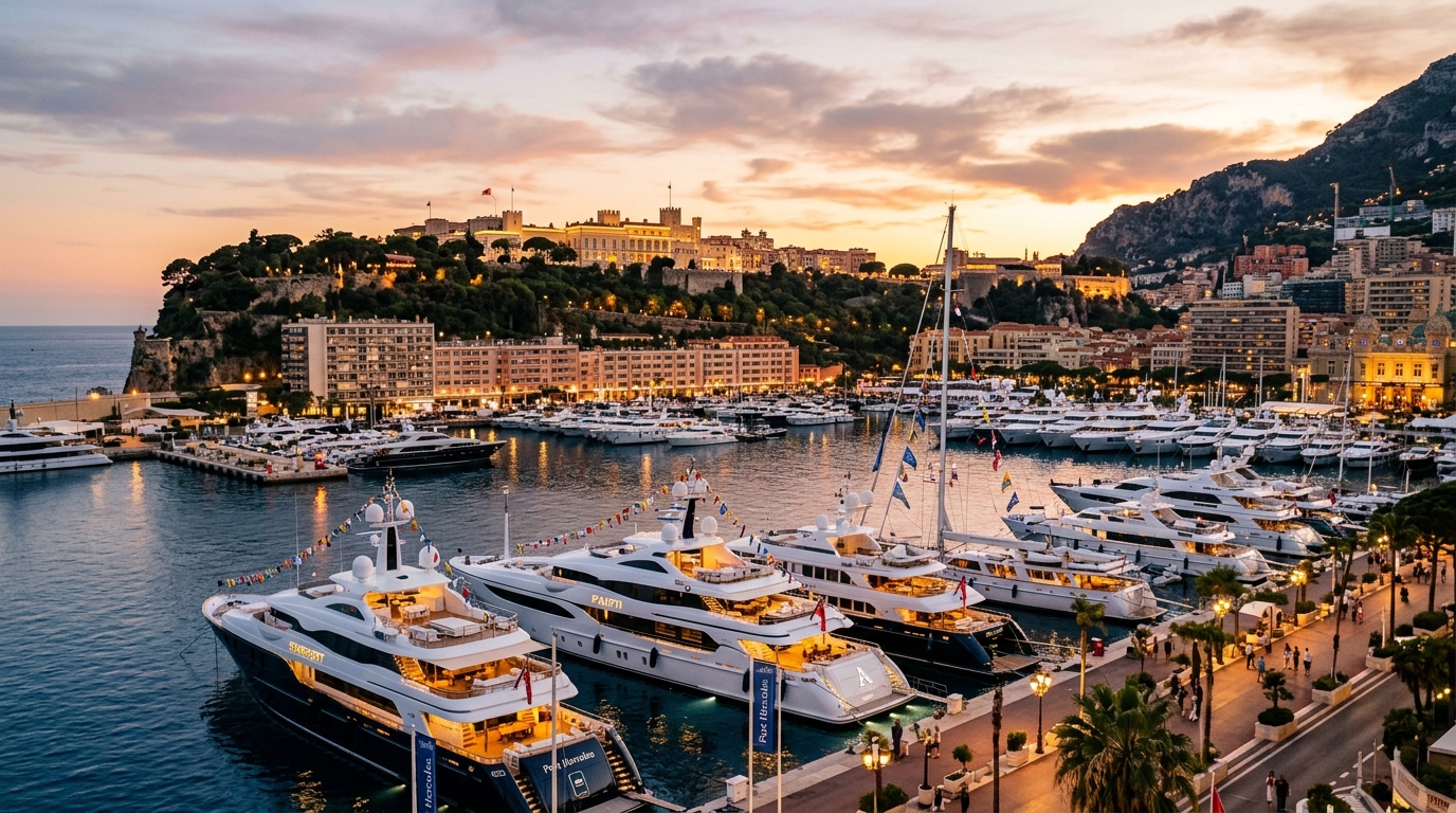 Port Hercules in Monaco at Sunset